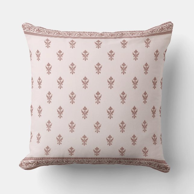 Floral Pattern In Mushroom Pink Throw Pillow (Front)