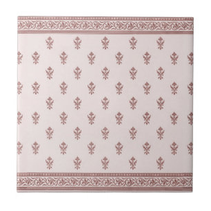 Floral Pattern In Mushroom Pink Tile