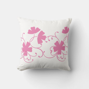 Floral Pattern In Pink Colour Throw Pillow