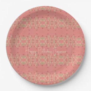 Floral Pattern In Pinks Paper Plate