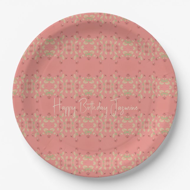 Floral Pattern In Pinks Paper Plate (Front)