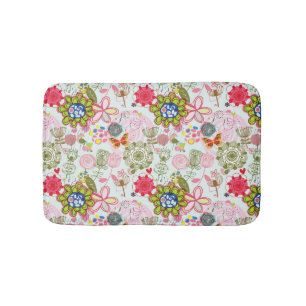 Floral pattern in retro style 2 bath mat