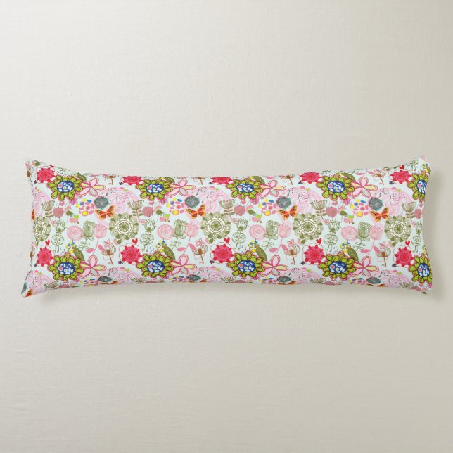 Floral pattern in retro style 2 body pillow (Front)