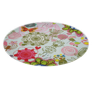 Floral pattern in retro style 2 cutting board