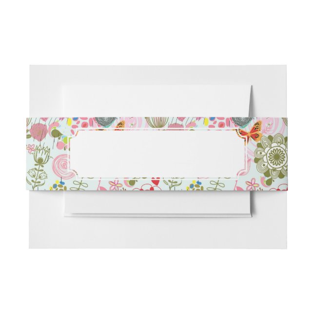 Floral pattern in retro style 2 invitation belly band (Front Example)
