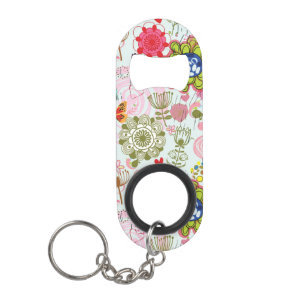 Floral pattern in retro style 2 keychain bottle opener
