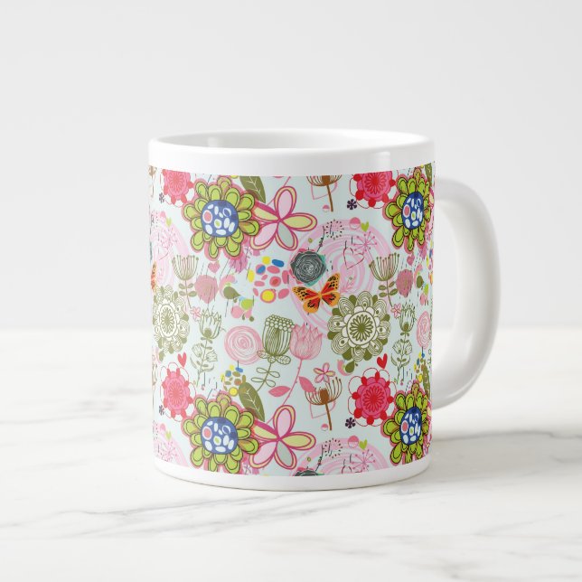 Floral pattern in retro style 2 large coffee mug (Front Right)