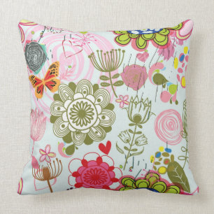 Floral pattern in retro style 2 throw pillow