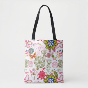 Floral pattern in retro style 2 tote bag