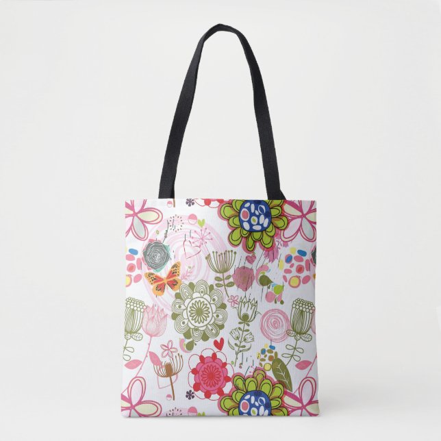 Floral pattern in retro style 2 tote bag (Front)