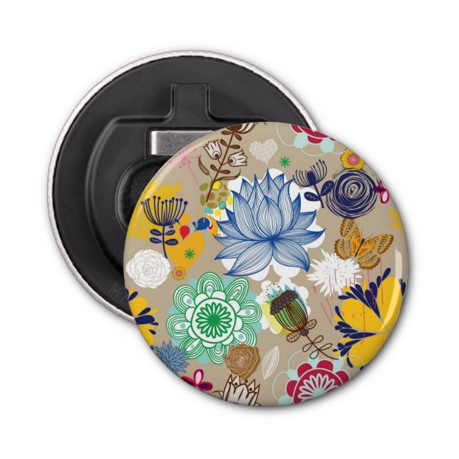 Floral pattern in retro style 3 bottle opener (Front)