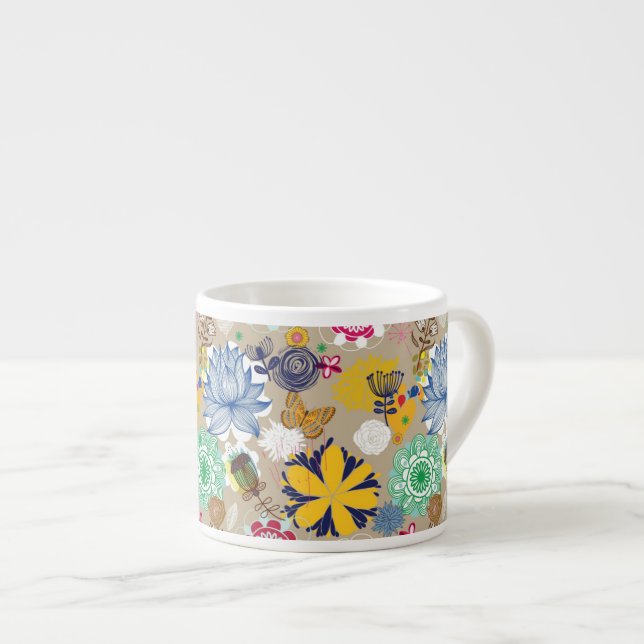 Floral pattern in retro style 3 espresso cup (Front Right)