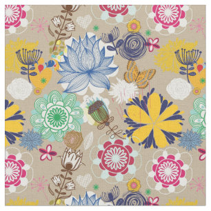 Floral pattern in retro style 3 fabric