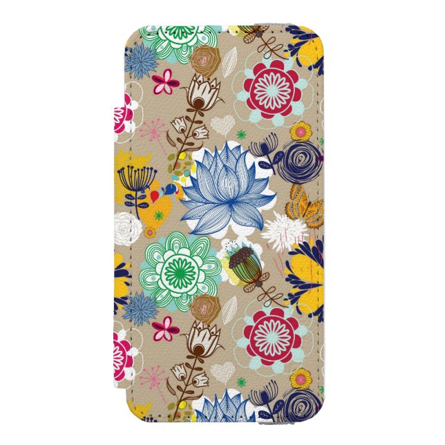 Floral pattern in retro style 3 incipio iPhone wallet case (Folio Front)