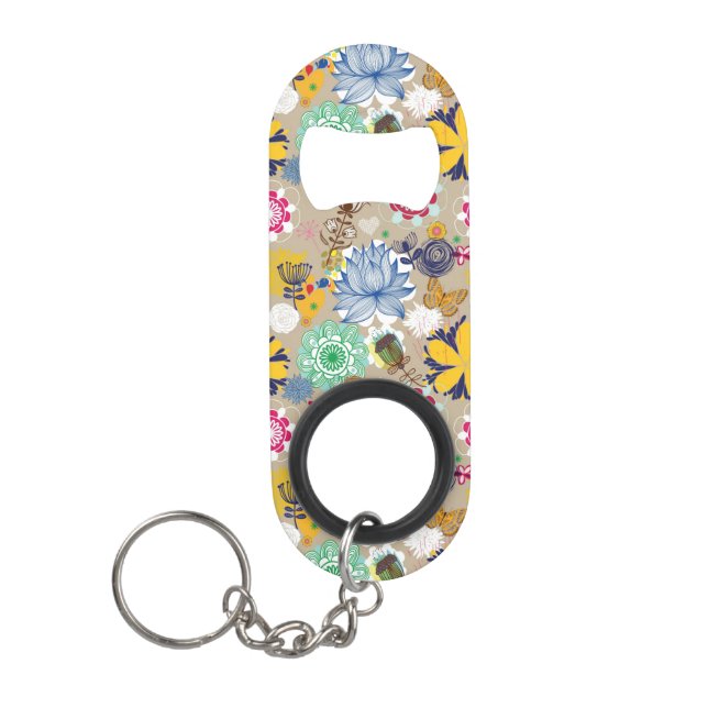 Floral pattern in retro style 3 mini bottle opener (Front)