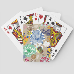 Floral pattern in retro style 3 playing cards
