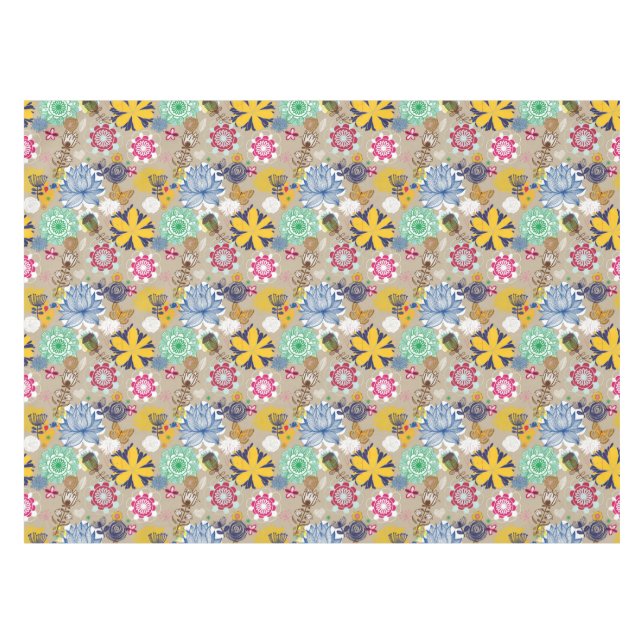 Floral pattern in retro style 3 tablecloth (Front (Horizontal))