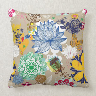 Floral pattern in retro style 3 throw pillow