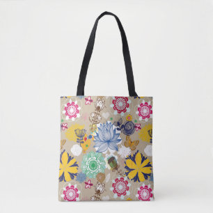 Floral pattern in retro style 3 tote bag