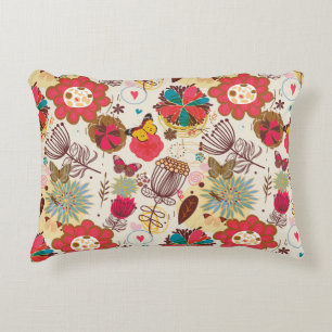 Floral pattern in retro style 4 accent pillow