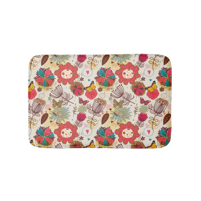 Floral pattern in retro style 4 bath mat (Front)