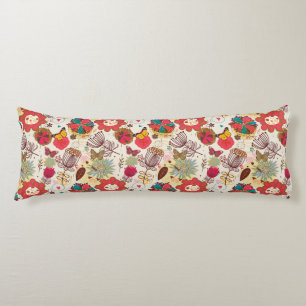 Floral pattern in retro style 4 body pillow