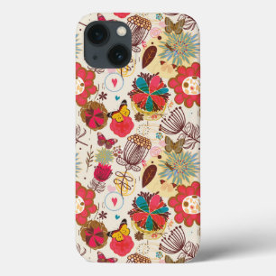 Floral pattern in retro style 4 iPhone 13 case