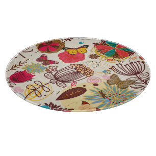 Floral pattern in retro style 4 cutting board
