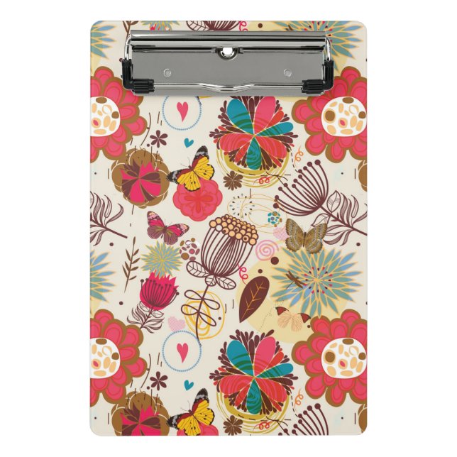 Floral pattern in retro style 4 mini clipboard (Front)