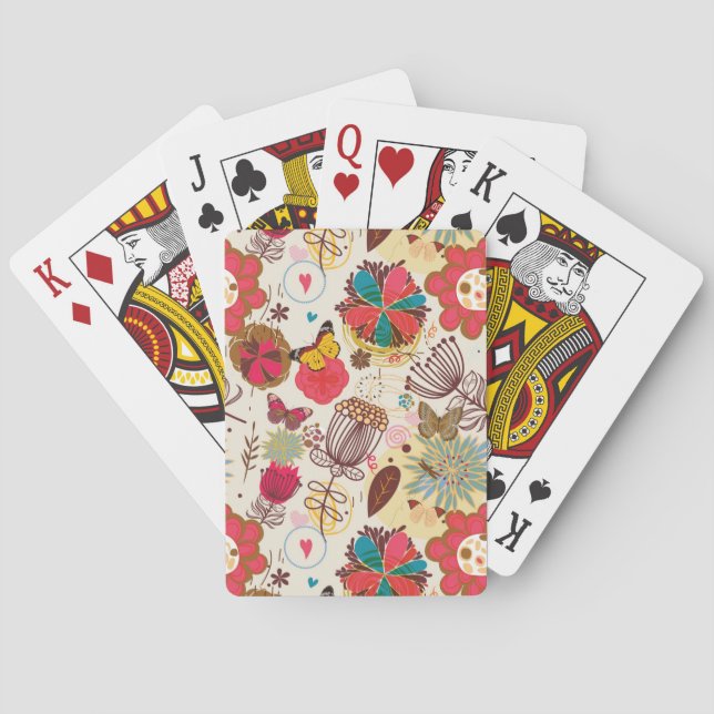 Floral pattern in retro style 4 playing cards (Back)
