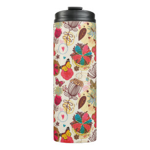 Floral pattern in retro style 4 thermal tumbler