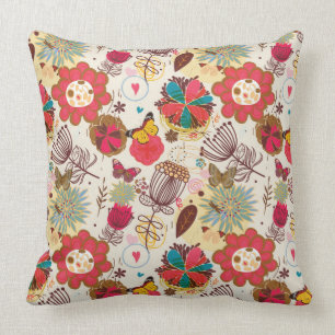 Floral pattern in retro style 4 throw pillow