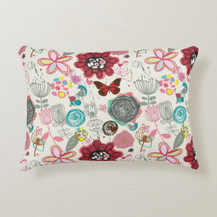 Floral pattern in retro style 5 accent pillow