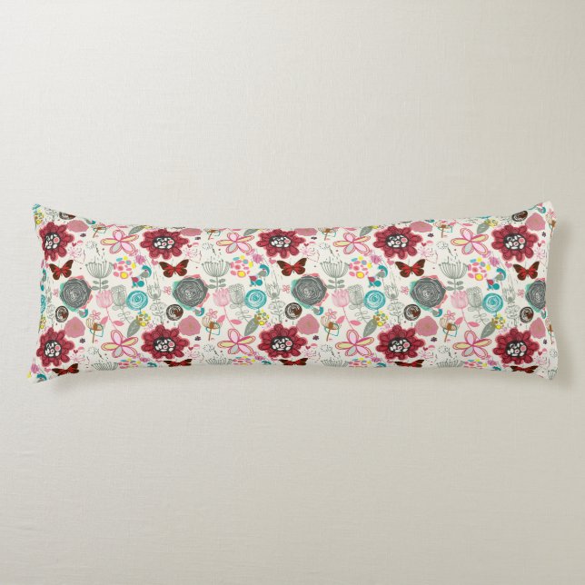 Floral pattern in retro style 5 body pillow (Front)