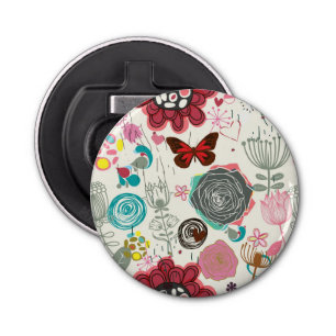 Floral pattern in retro style 5 bottle opener