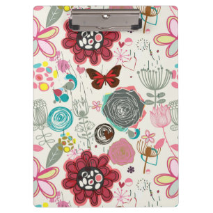 Floral pattern in retro style 5 clipboard