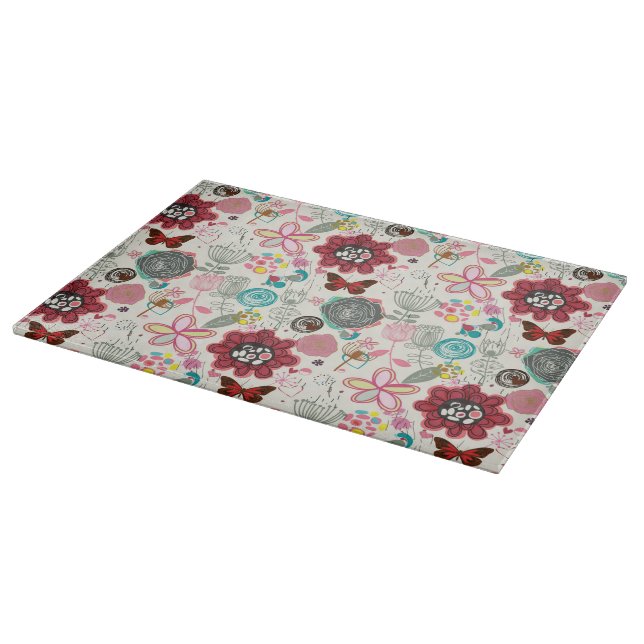 Floral pattern in retro style 5 cutting board (Corner)