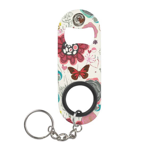 Floral pattern in retro style 5 mini bottle opener (Front)