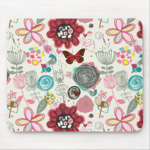Floral pattern in retro style 5 mouse pad