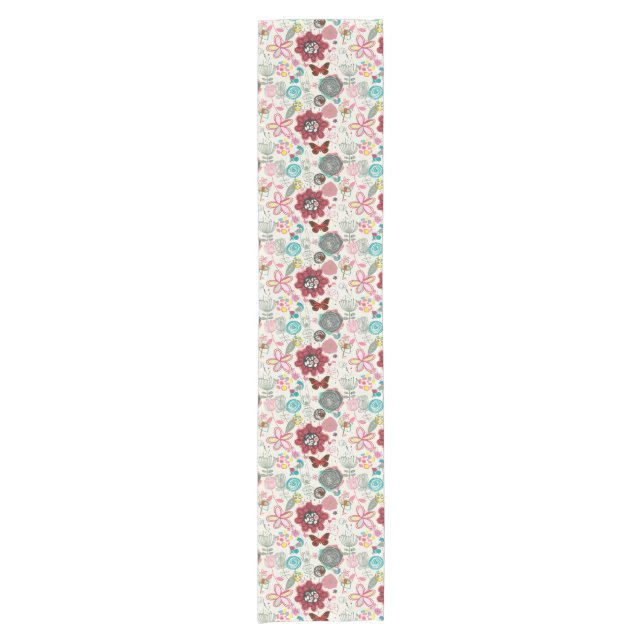 Floral pattern in retro style 5 short table runner (Front)