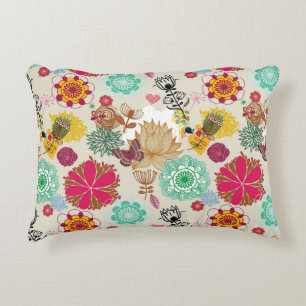 Floral pattern in retro style accent pillow