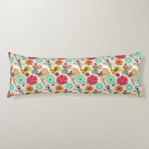 Floral pattern in retro style body pillow