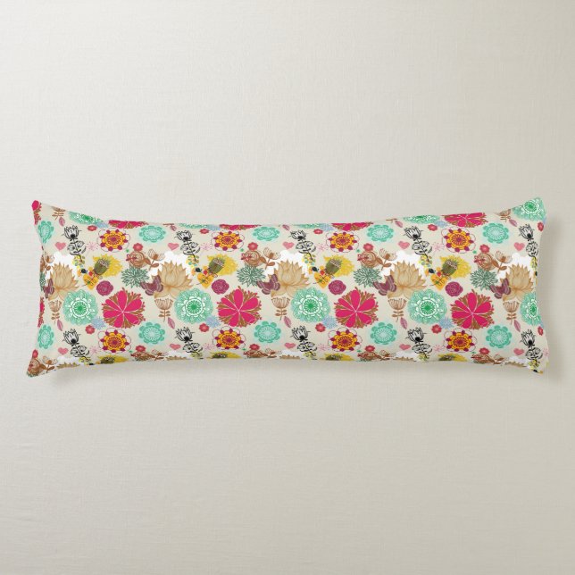 Floral pattern in retro style body pillow (Front)