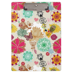 Floral pattern in retro style clipboard
