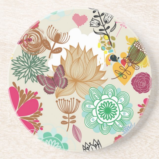 Floral pattern in retro style coaster (Front)
