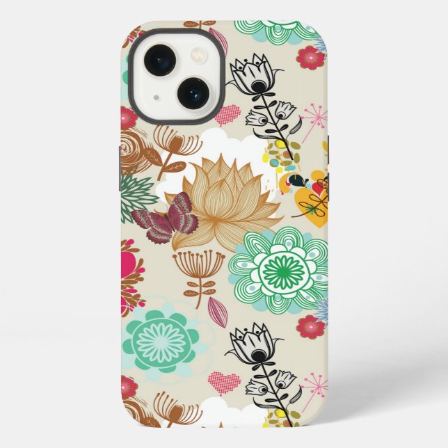 Floral pattern in retro style iPhone case (Back)