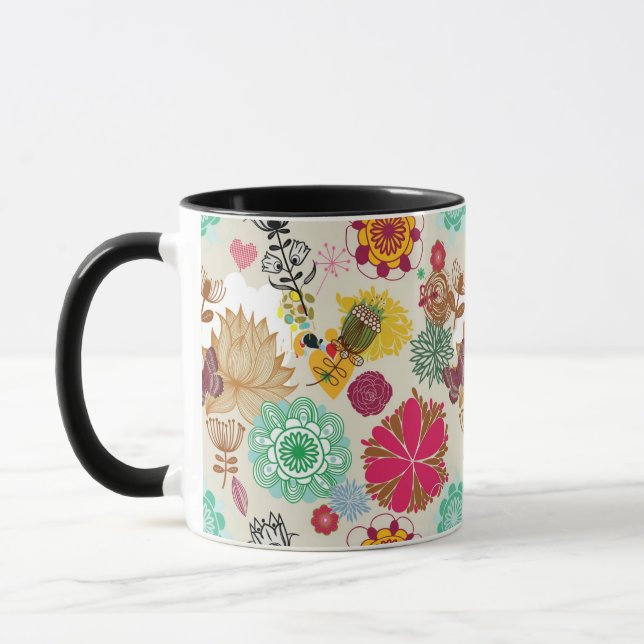 Floral pattern in retro style mug (Left)