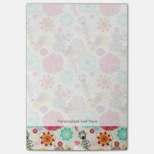 Floral pattern in retro style post-it notes