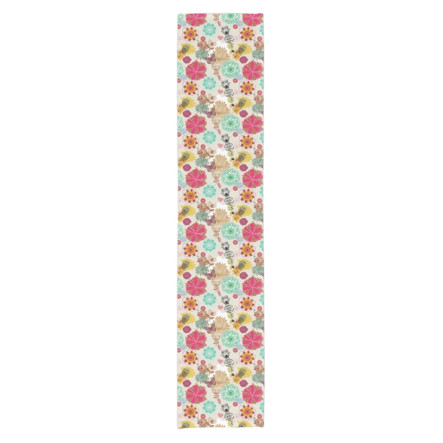 Floral pattern in retro style short table runner (Front)