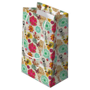 Floral pattern in retro style small gift bag